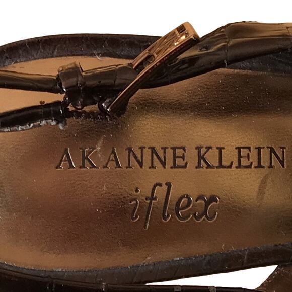 Anne Klein Brown Patent Animal Print Shoe. 7M - Picture 3 of 7